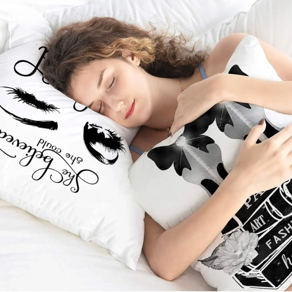 Set of 4 18x18 Decorative Pillow Covers Black White  Fashion Style
